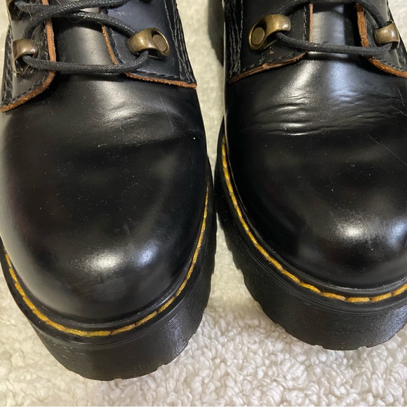 Dr martens leather platform combat boot size 8 Leona black lace up euc - Picture 4 of 10